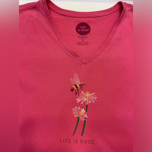 Life is Good Pink t-shirt Top - Picture 2 of 6